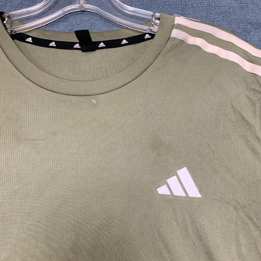 Adidas Acronym T-Shirt Mens Large Olive Green 3 Stripes Logo Casual Outdoor Tee
